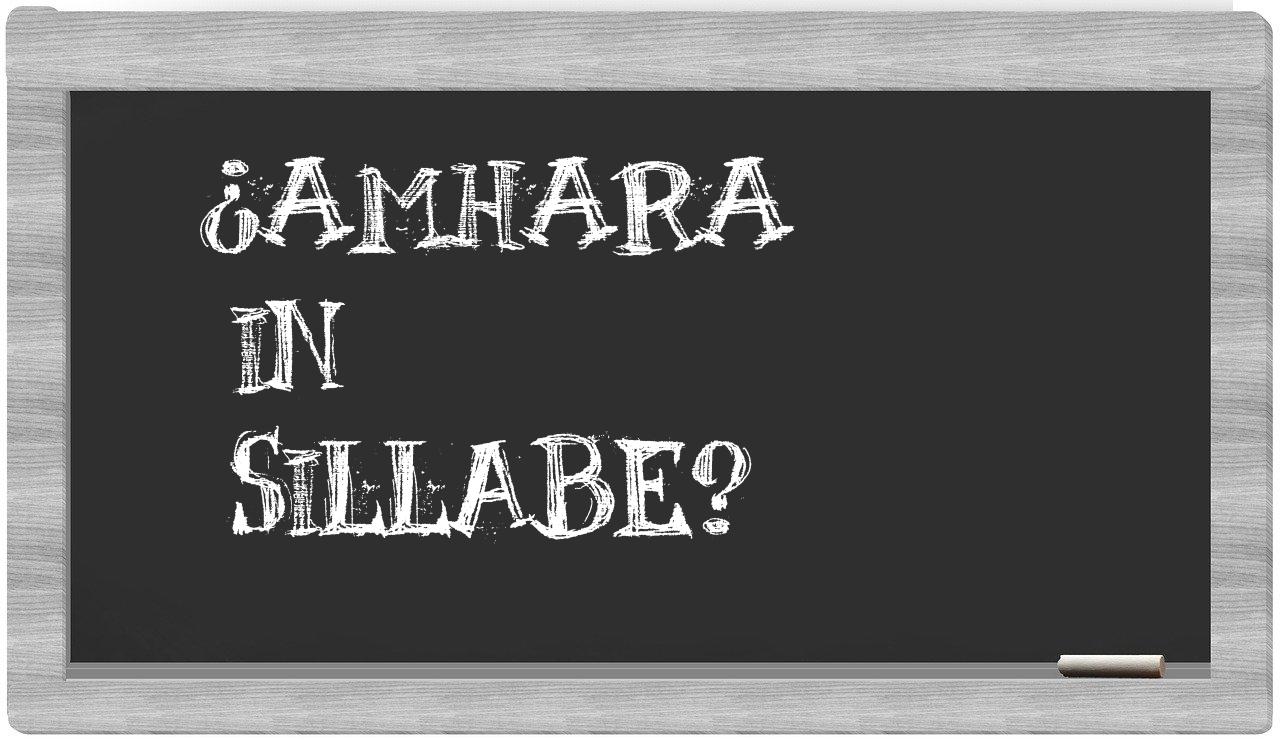 ¿Amhara en sílabas?