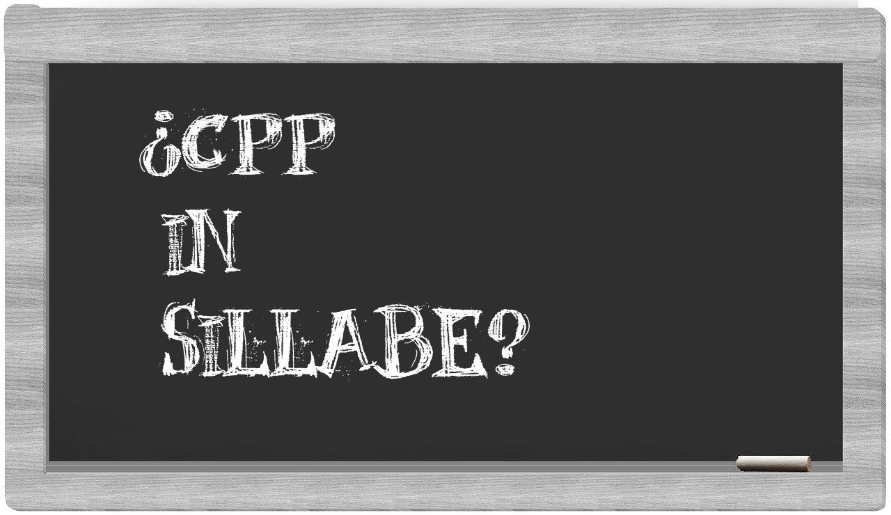 ¿CPP en sílabas?