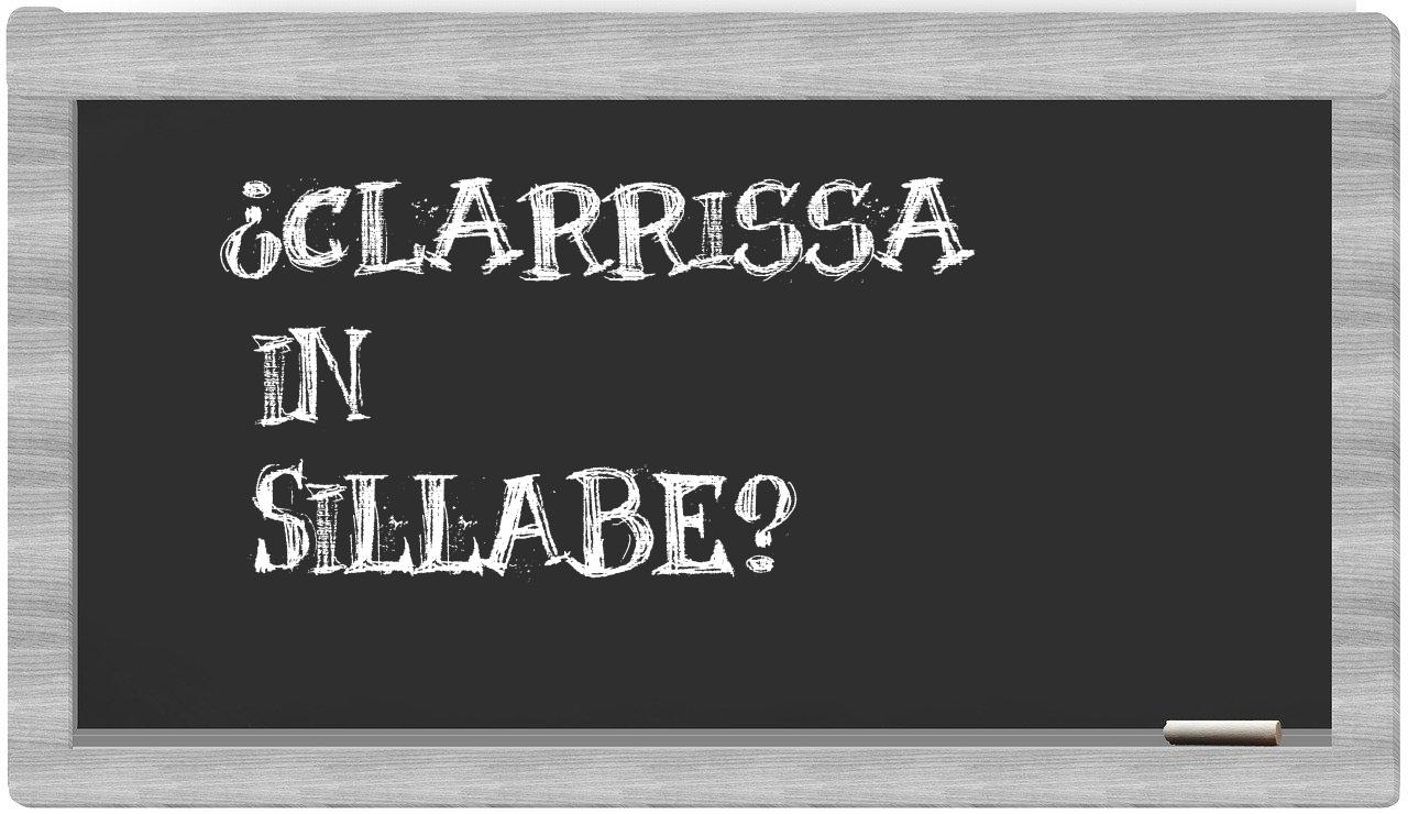 ¿Clarrissa en sílabas?