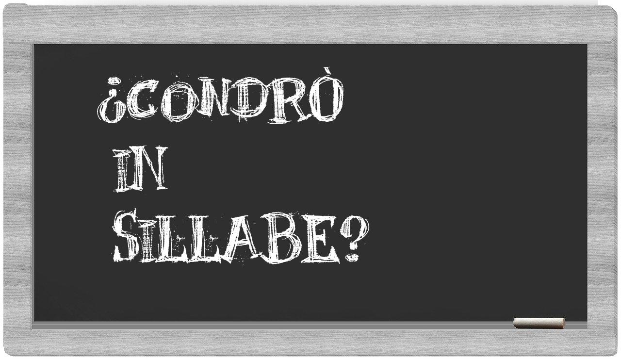 ¿Condrò en sílabas?