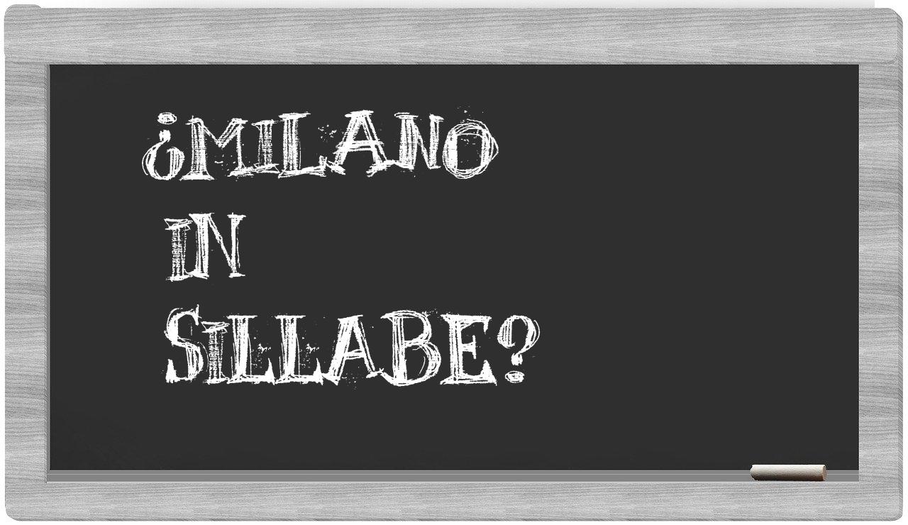 ¿Milano en sílabas?