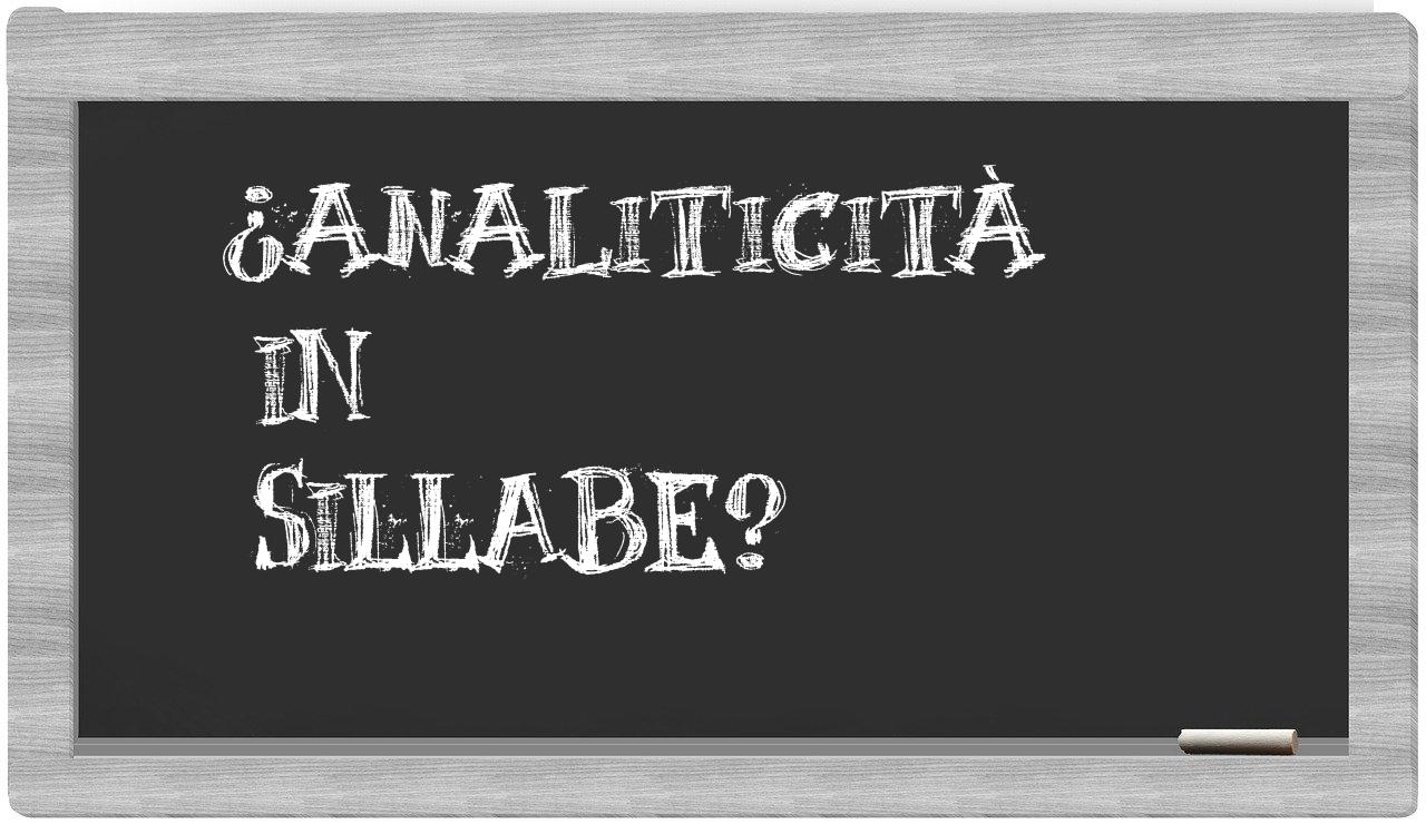 ¿analiticità en sílabas?