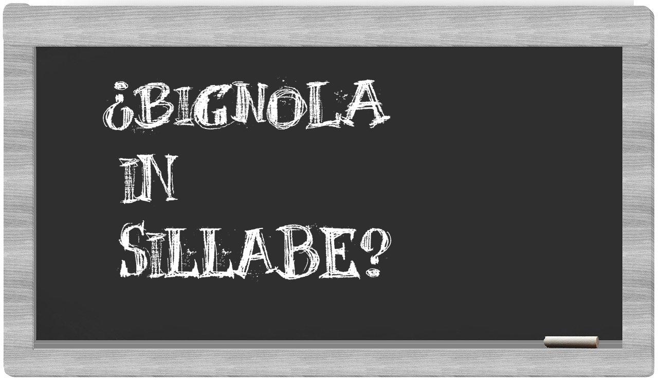 ¿bignola en sílabas?