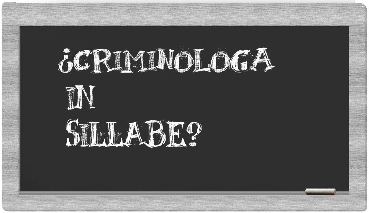 ¿criminologa en sílabas?