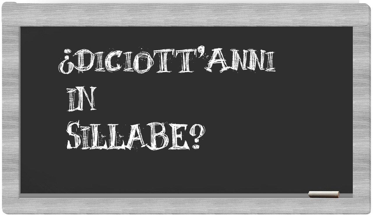 ¿diciott'anni en sílabas?