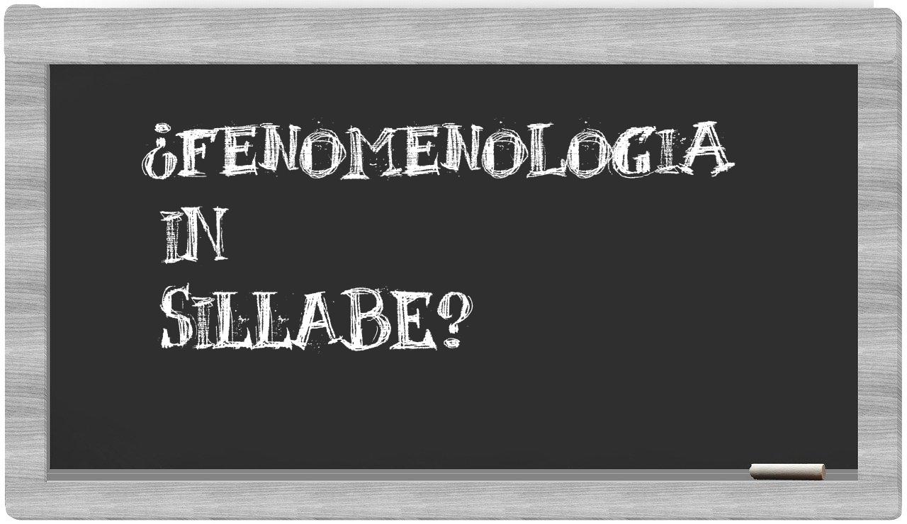 ¿fenomenologia en sílabas?