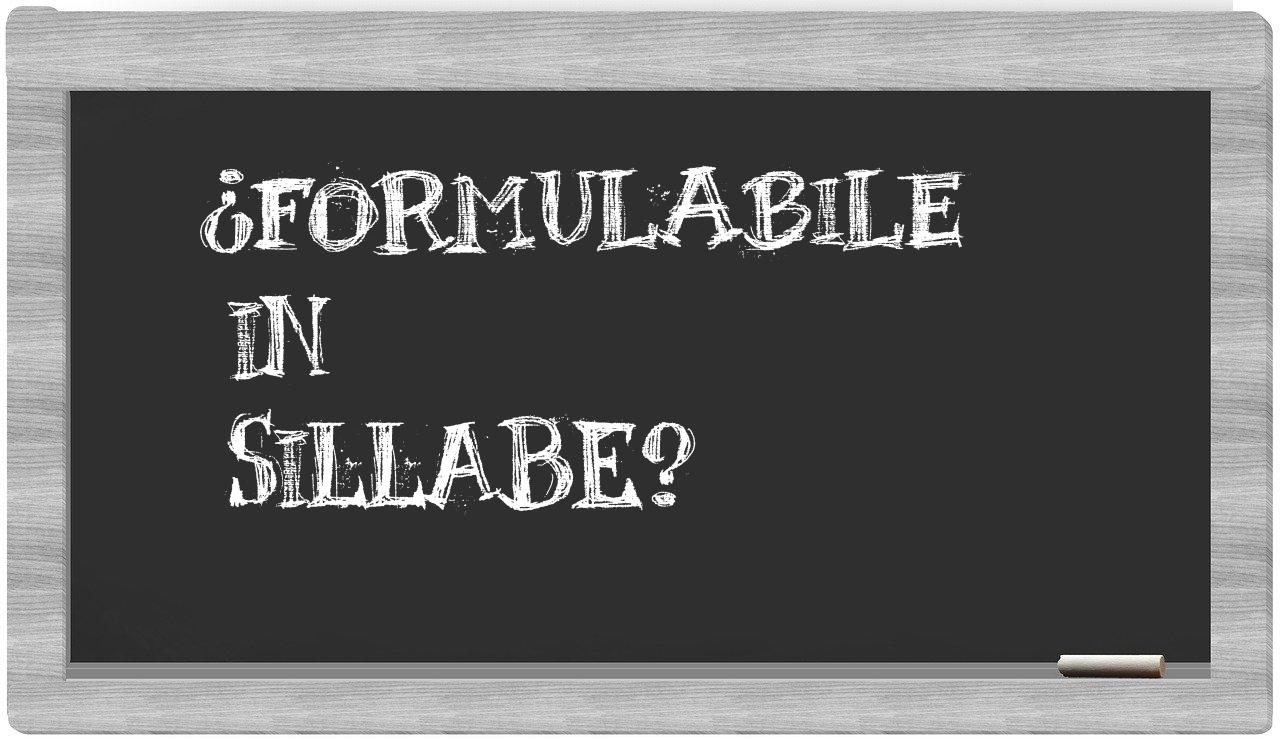 formulabile in syllables